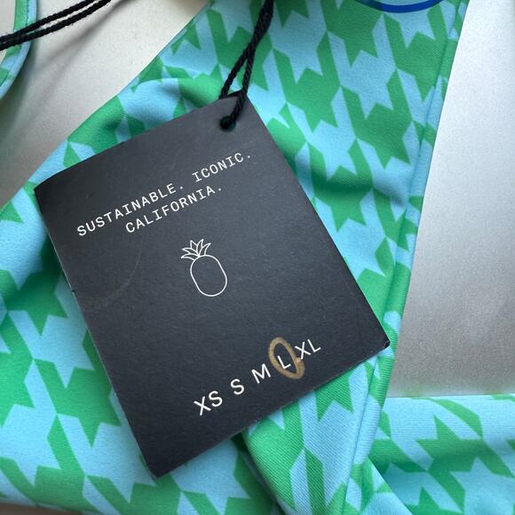 Skatie sz L Green Houndstooth High Cut Bikini Bottoms (NWT) - Picture 7 of 10